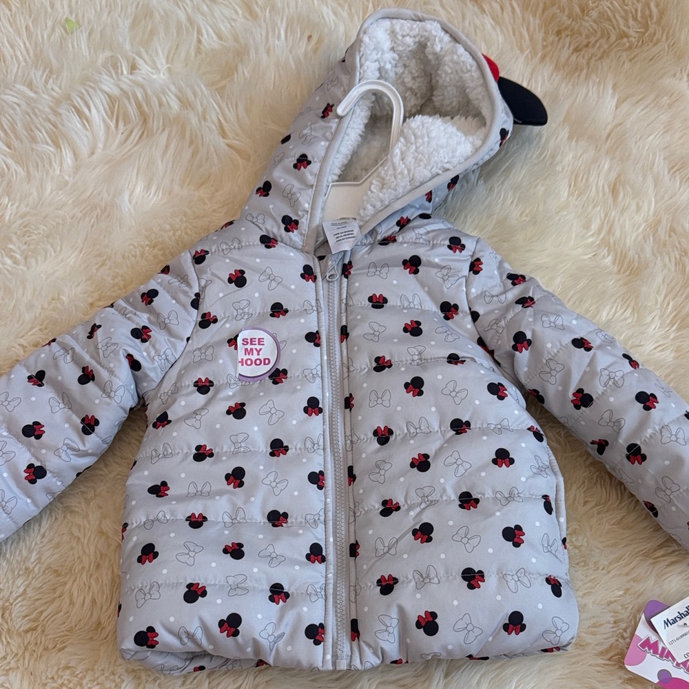 Gray Hooded Jacket with Mouse Print